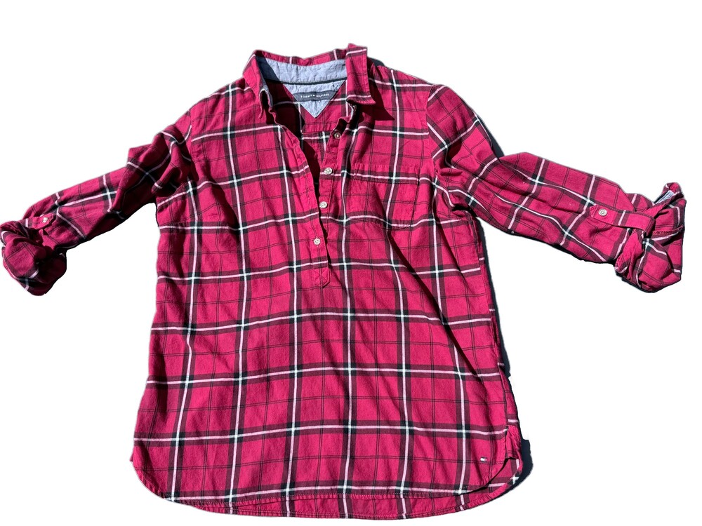 Tommy Hilfiger Red Plaid Long Sleeve Shirt - Small